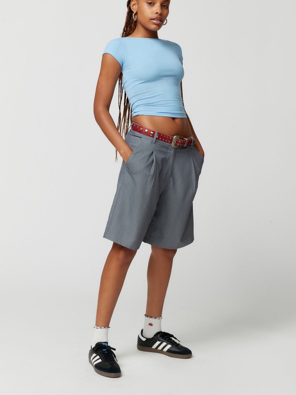 Urban Outfitters Baby Blue Ribbed Crop Tee